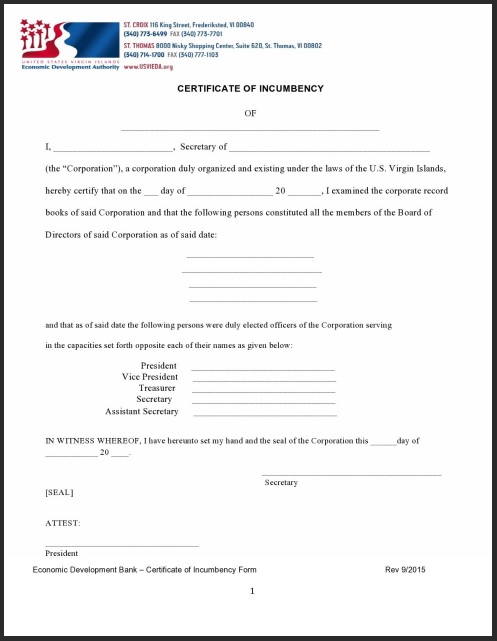 Corporate Compliance Certificate